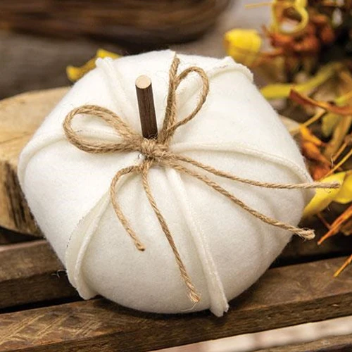 ๐ White Pumpkin Fleece Stuffed 4.75" Fall Decor
