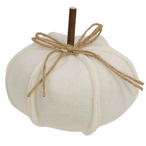 ๐ White Pumpkin Fleece Stuffed 4.75" Fall Decor - Image 2