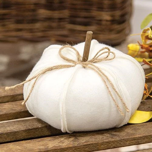 White Pumpkin Fleece Stuffed 6.5" Fall Decor