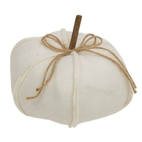 White Pumpkin Fleece Stuffed 6.5" Fall Decor - Image 2