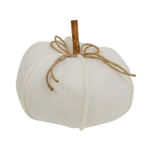 White Pumpkin Fleece Stuffed 8" Fall Decor - Image 2