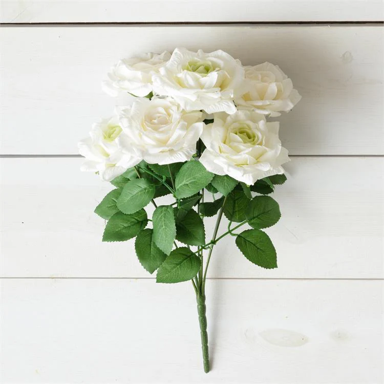๐ White Roses Faux Floral 16" Bunch
