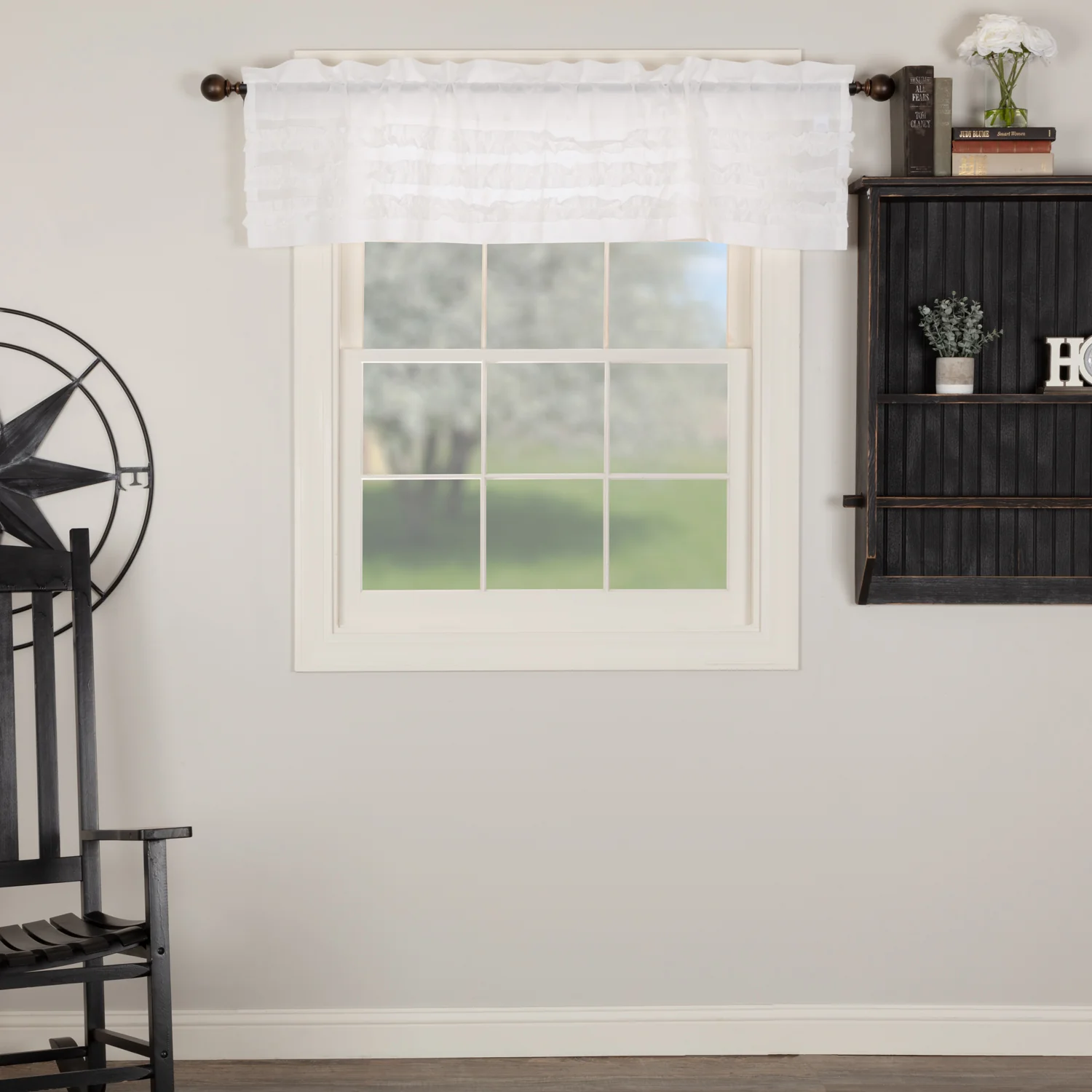 White Ruffled Sheer Petticoat Valance Curtain 16" x 60"