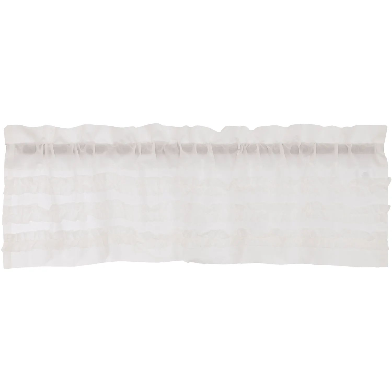 White Ruffled Sheer Petticoat Valance Curtain 16" x 60" - Image 2