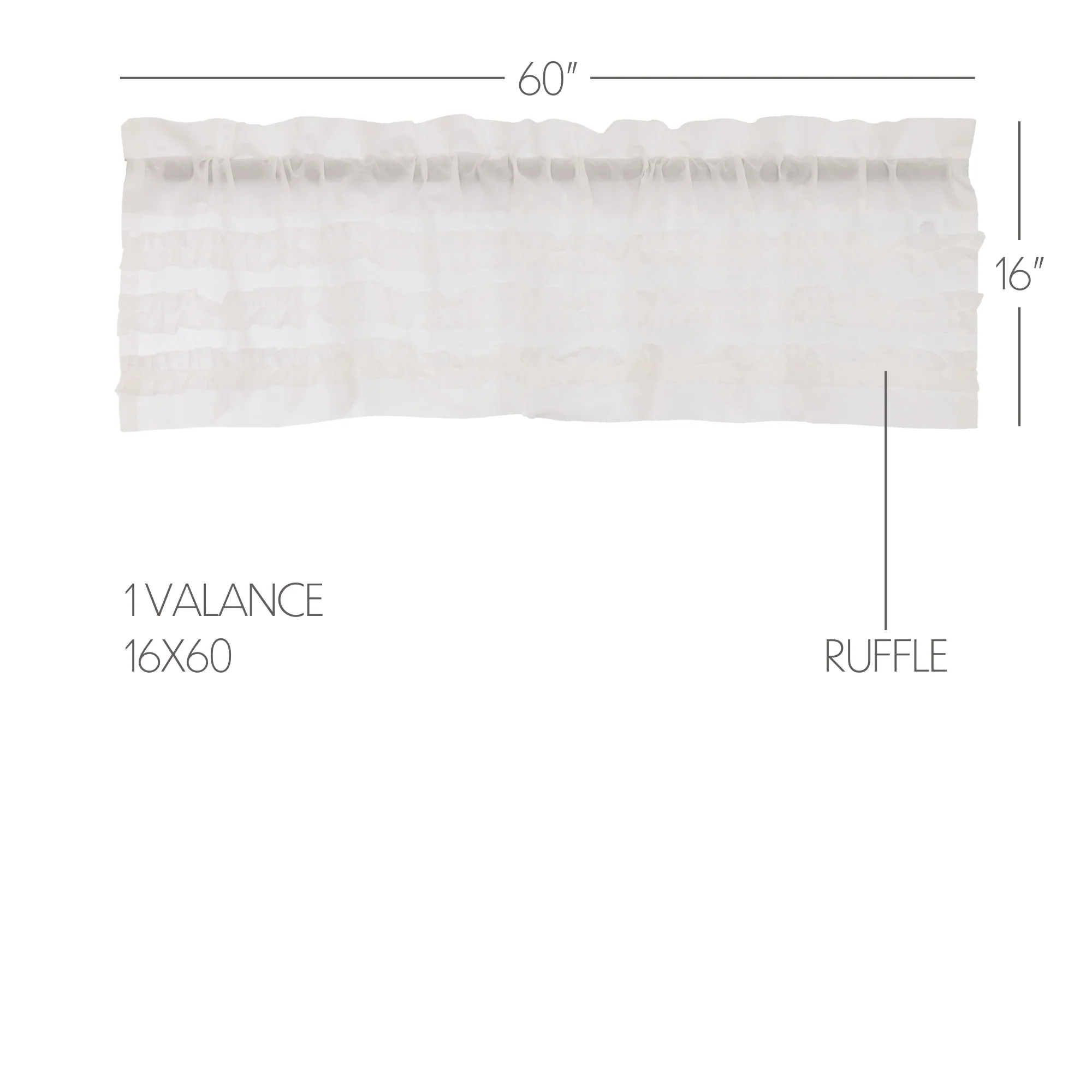 White Ruffled Sheer Petticoat Valance Curtain 16" x 60" - Image 3