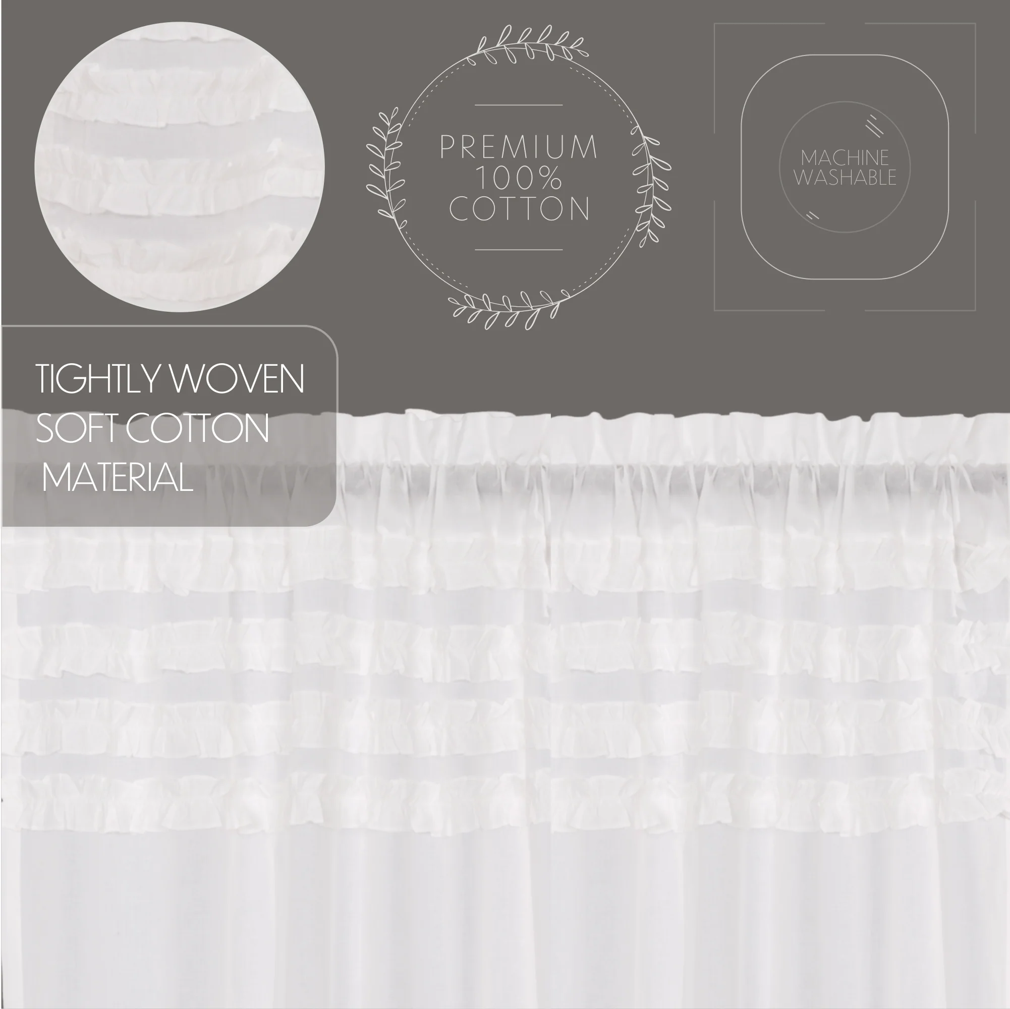 White Ruffled Sheer Petticoat Valance Curtain 16" x 60" - Image 5