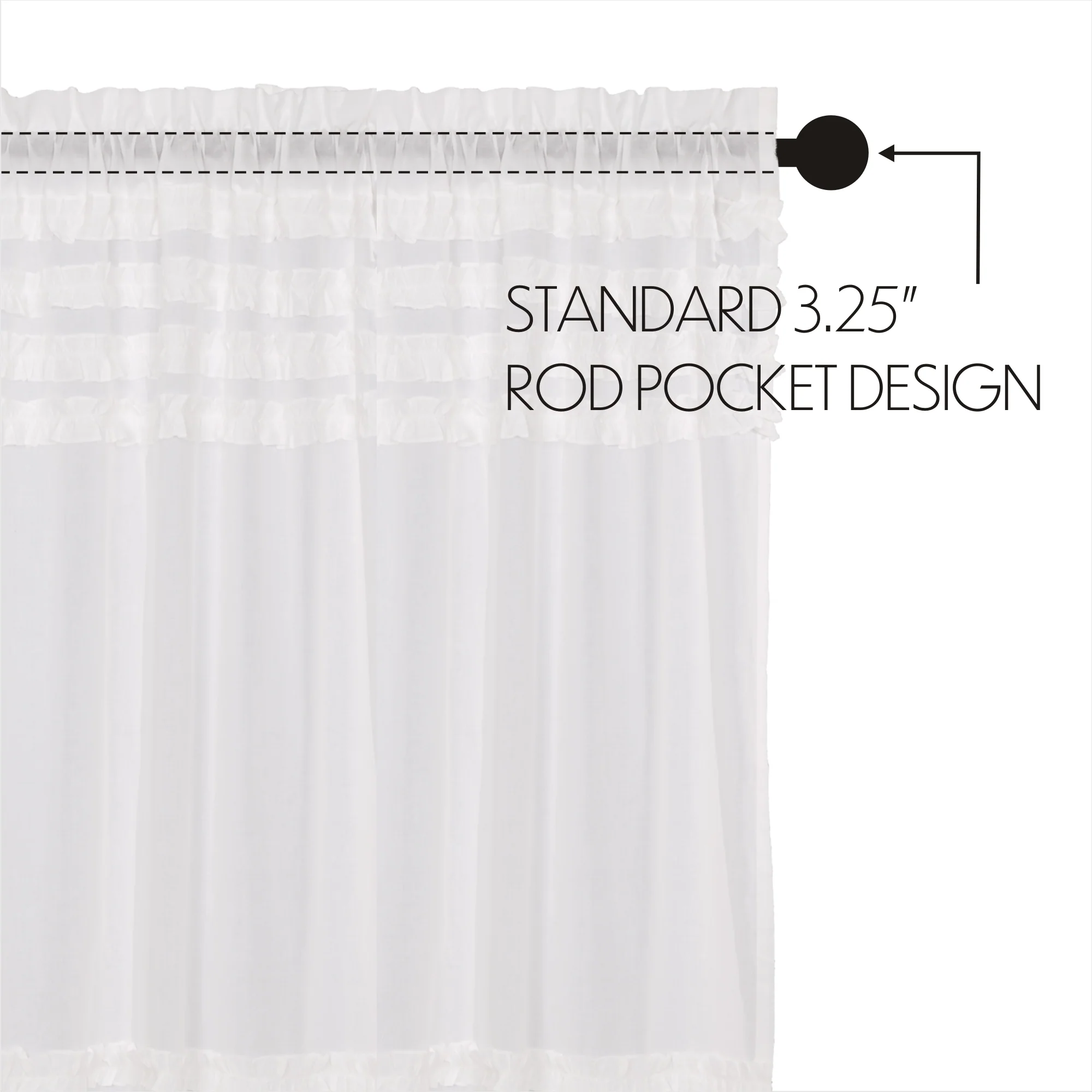 White Ruffled Sheer Petticoat Valance Curtain 16" x 60" - Image 6