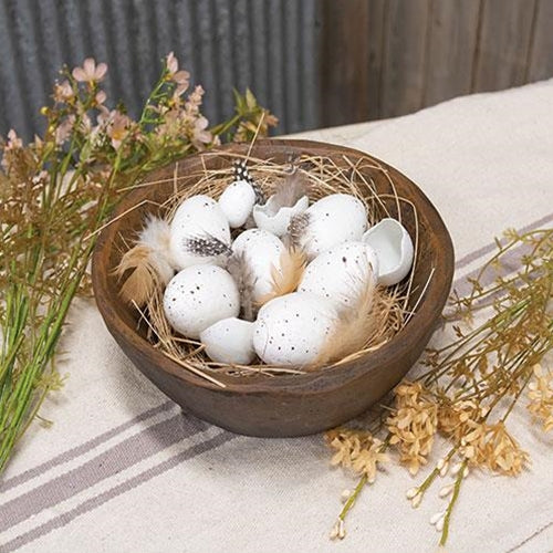 White Speckled Faux Eggs Whole and Cracked - Image 2