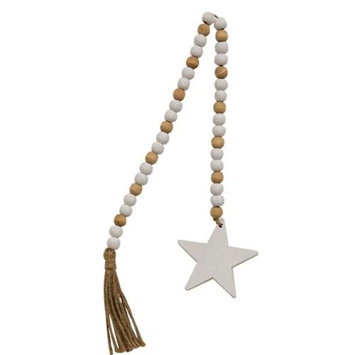 💙 White Star Bead Farmhouse Garland 23.5" Long