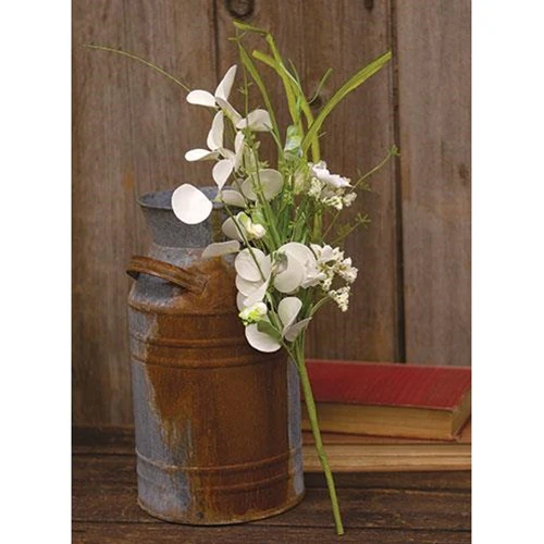 White Wild Flowers and Silver Dollar 18" Faux Floral Spray - Image 2