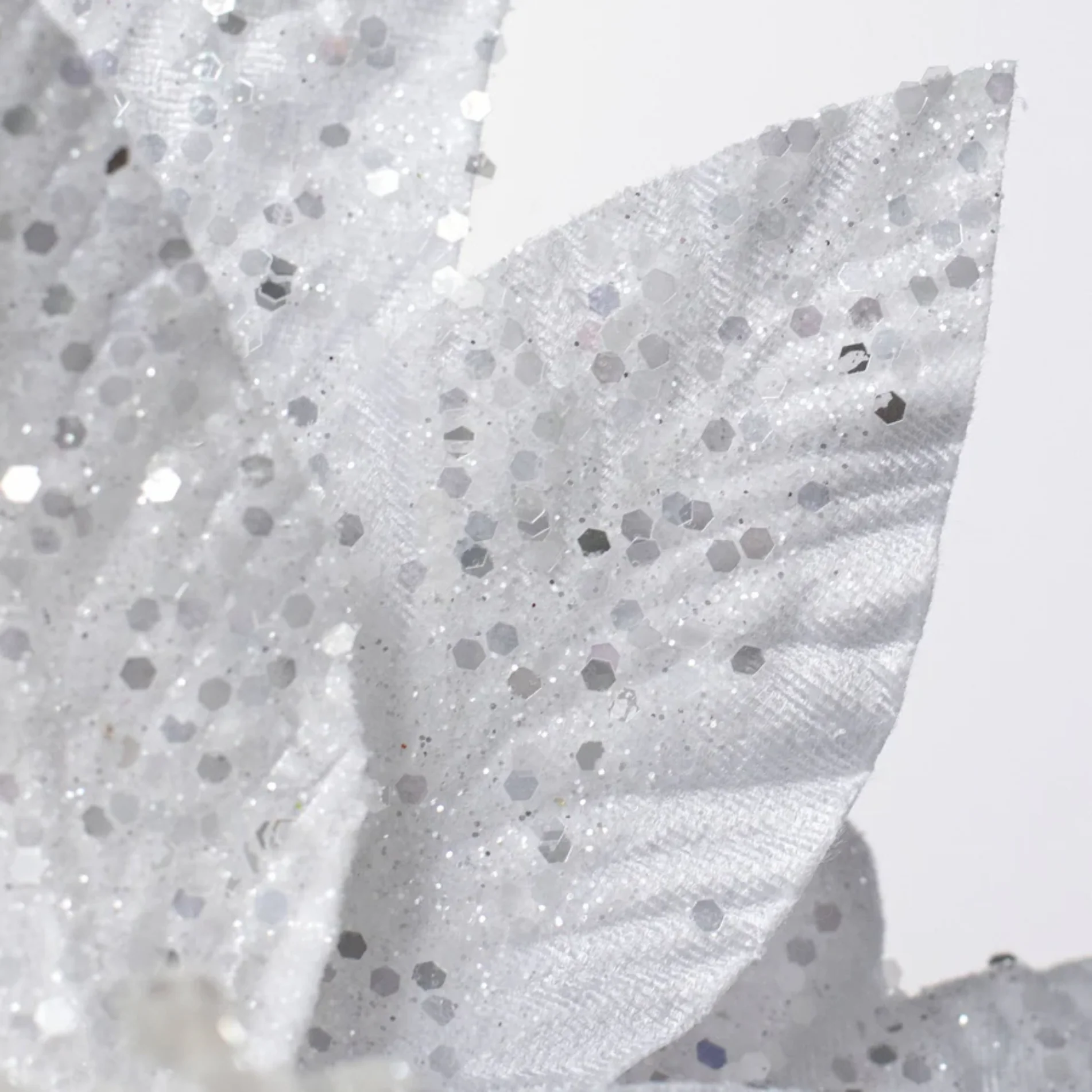 💙 Whte Glittered Poinsettia 19" Faux Floral Stem - Image 3