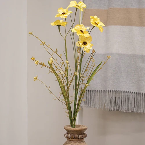 ๐ Wild Yellow Spring Flower & Grass 20" Faux Floral Spray - Image 2