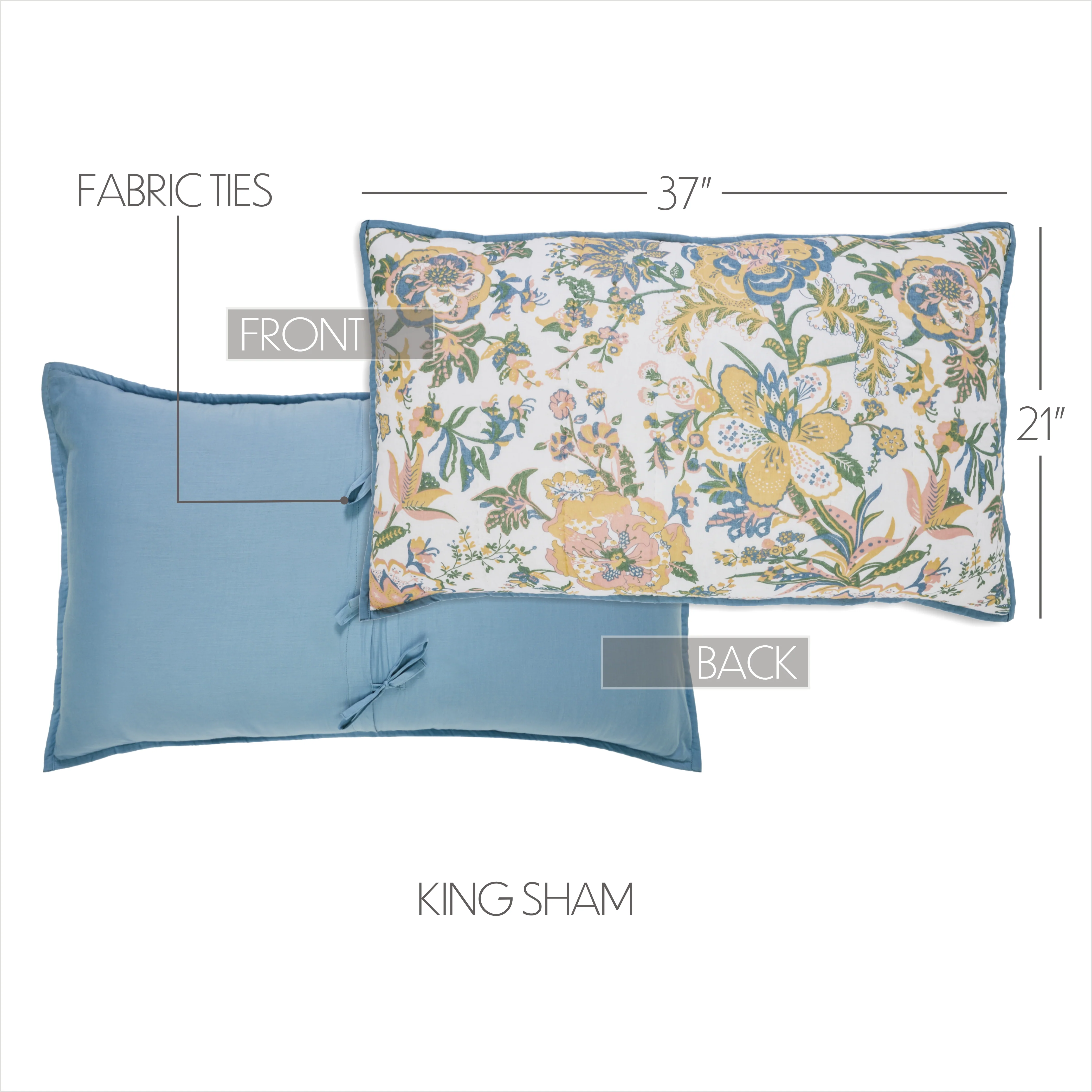 Wilder Floral Design King Sham 21" x 37" Set of 2 - Image 5