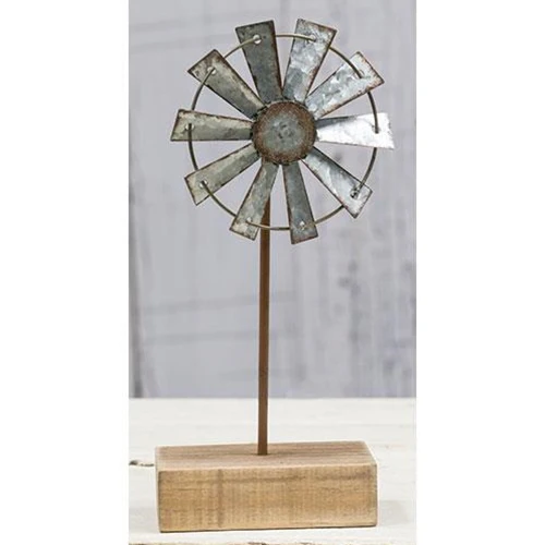 π Windmill 9" Finial on Wooden Stand