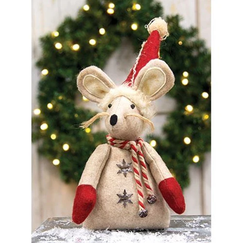 Winter Candy Cane Mouse Fabric Figure