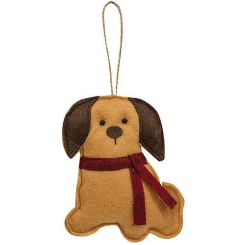 ๐ Winter Dog with Scarf Felt Ornament