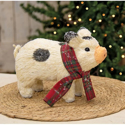 ๐ Winter Frosted Sisal Farmhouse Pig
