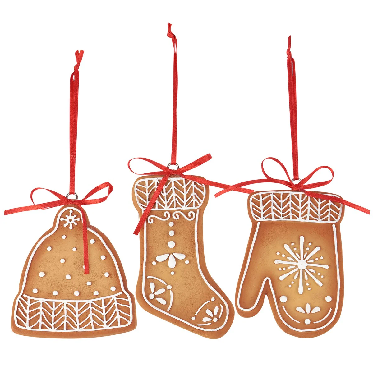 Winter Gingerbread Ornaments Set of 3