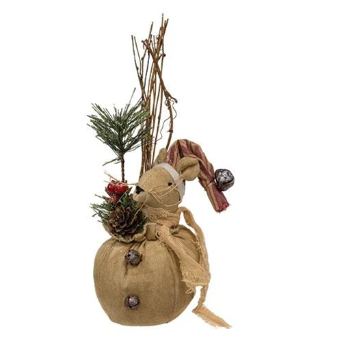 💙 Winter Mouse with Greenery Fabric Figure