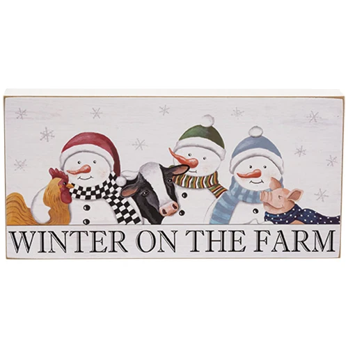 Winter on the Farm Snowmen & Animals Box Sign 6" x 12" - Image 2