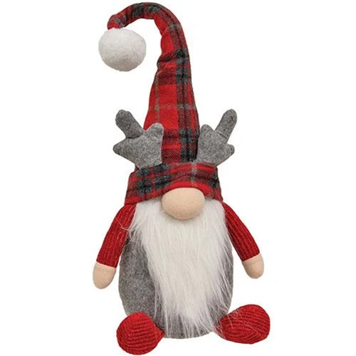 Winter Plaid Reindeer Gnome 23.5" Fabric Figure