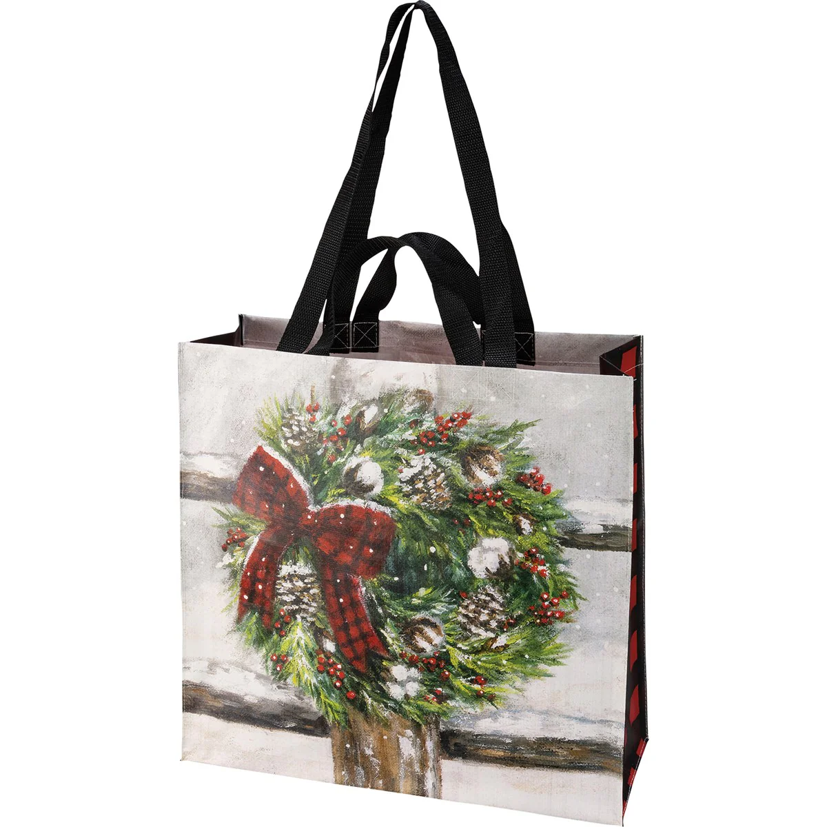 Winter Wreath Reusable Market Tote Bag - Image 3