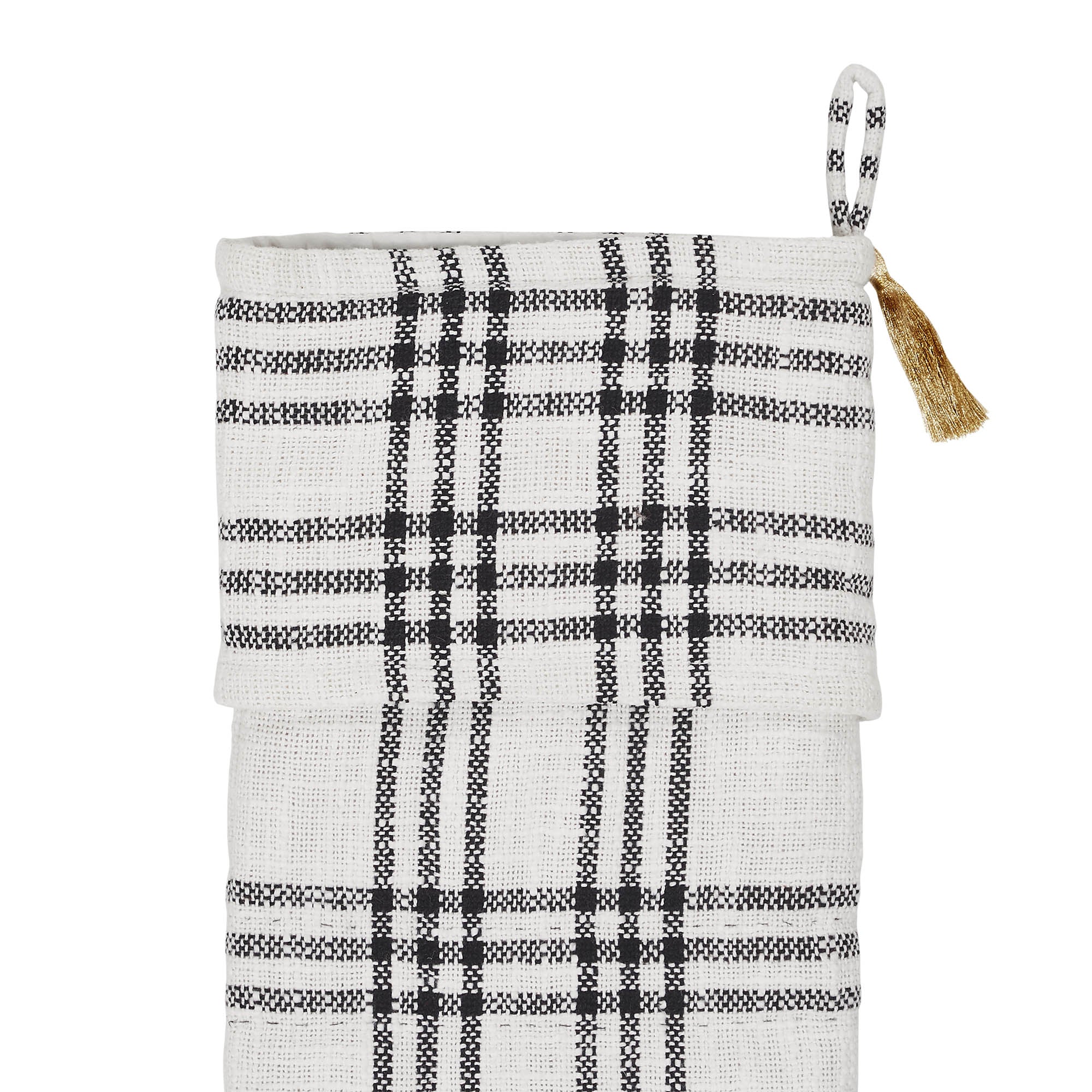 Wintergleam Black and White Plaid 20" Christmas Stocking - Image 5