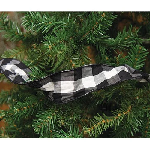 Wired Black & White Buffalo Check Ribbon 3" x 9 Yards - Image 2