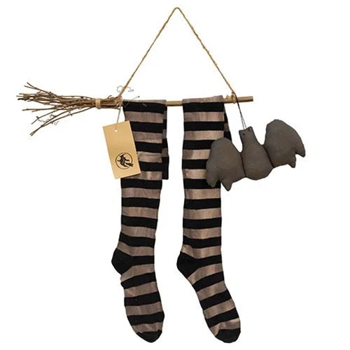 Witch Stockings & Broom Hanger