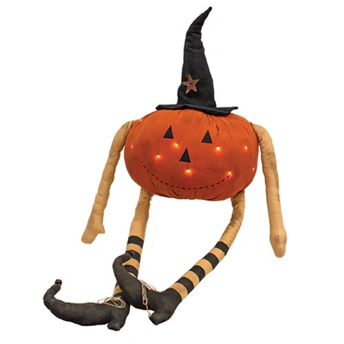Witchy Jack O Lantern Lighted LED Fabric Sitter - Image 2