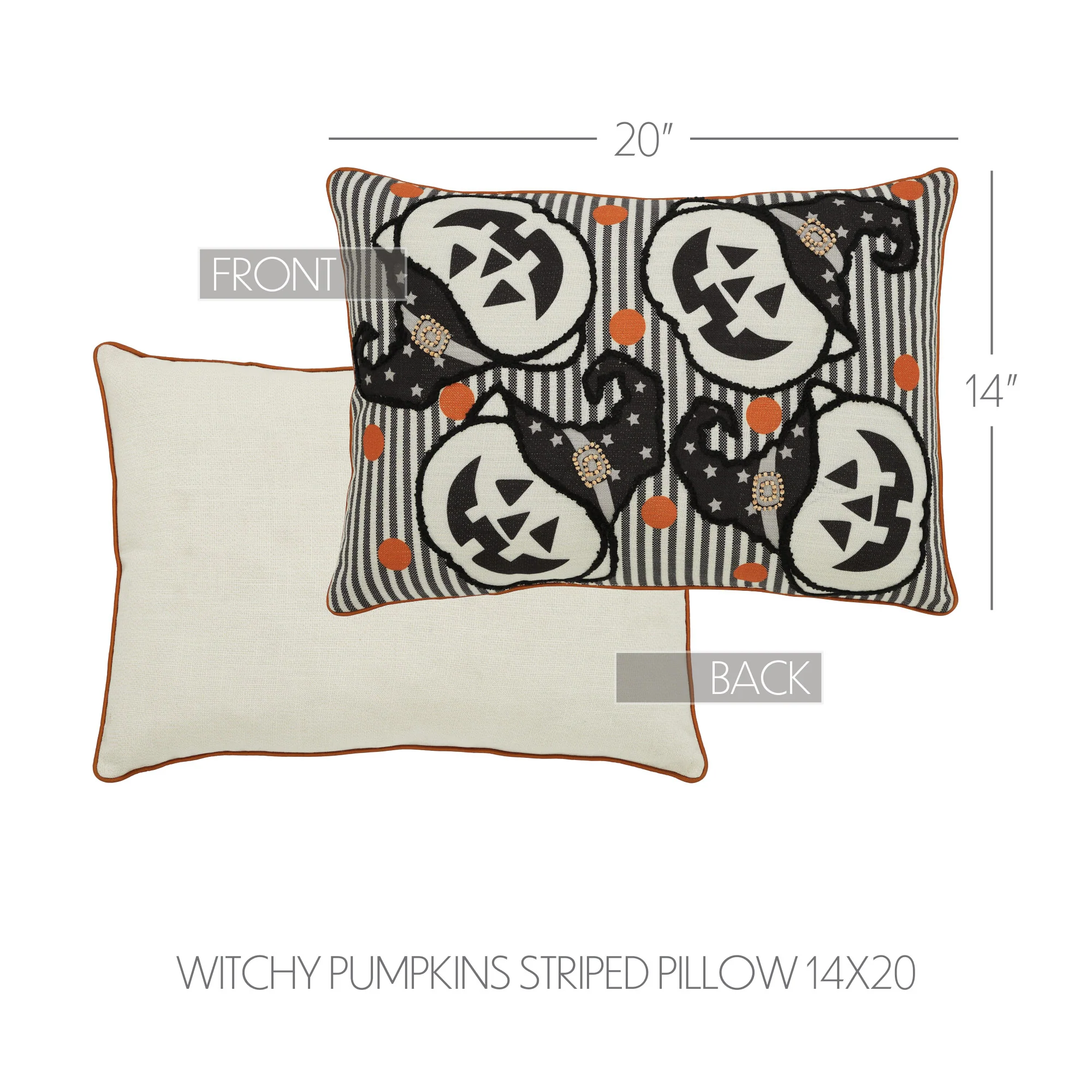 Witchy Pumpkins Striped Accent Pillow - Image 4