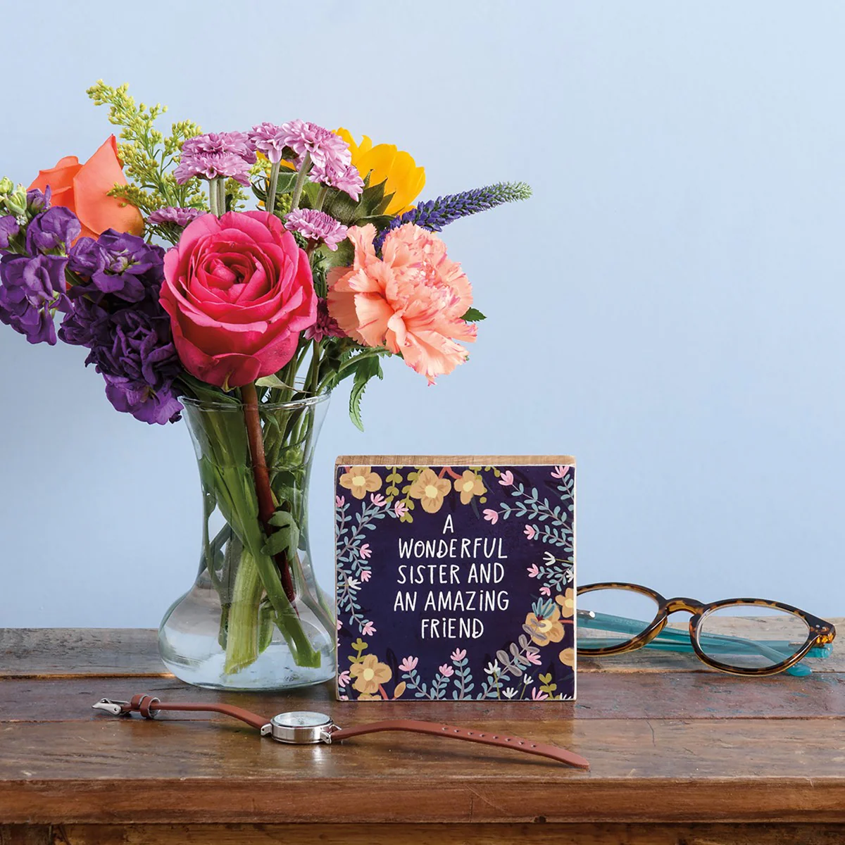 ๐ Wonderful Sister And Amazing Friend 4" Mini Block Sign - Image 2