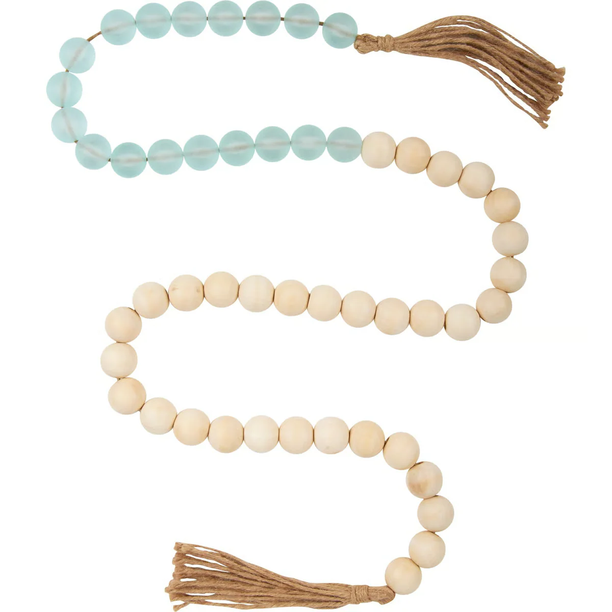 Wood And Sea Glass Garland 58" long