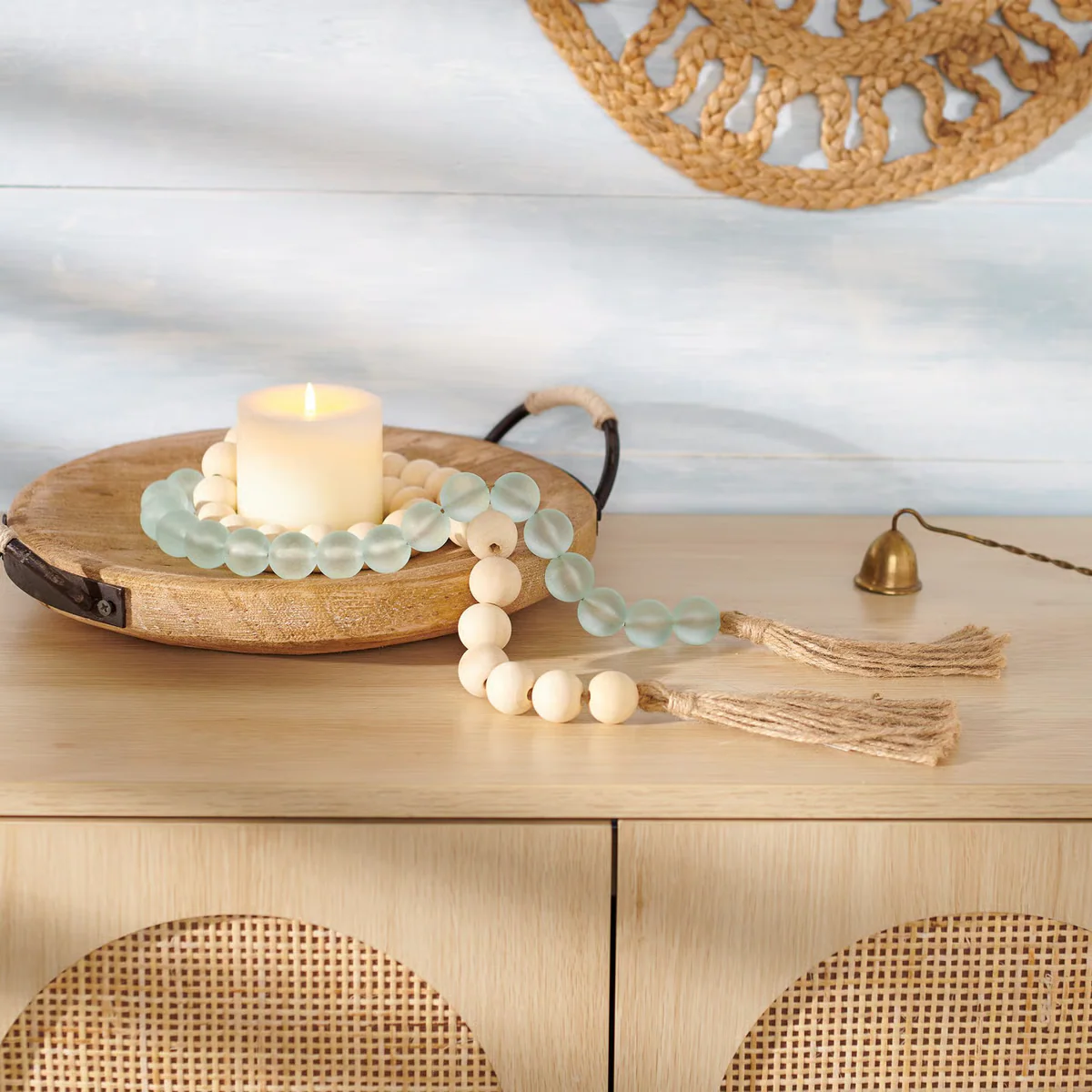 Wood And Sea Glass Garland 58" long - Image 2