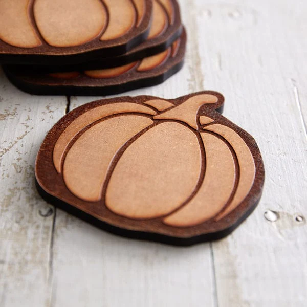 Wood Burned Pumpkin Coaster Set of 4 - Image 2