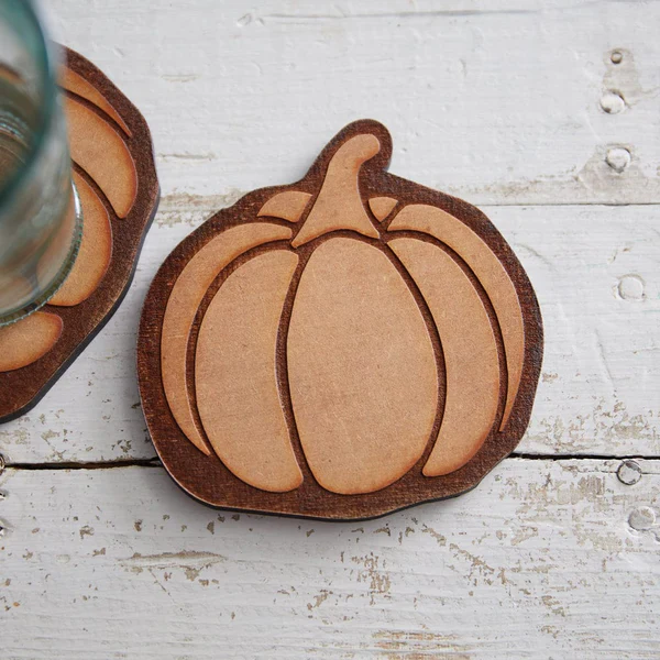 Wood Burned Pumpkin Coaster Set of 4 - Image 3