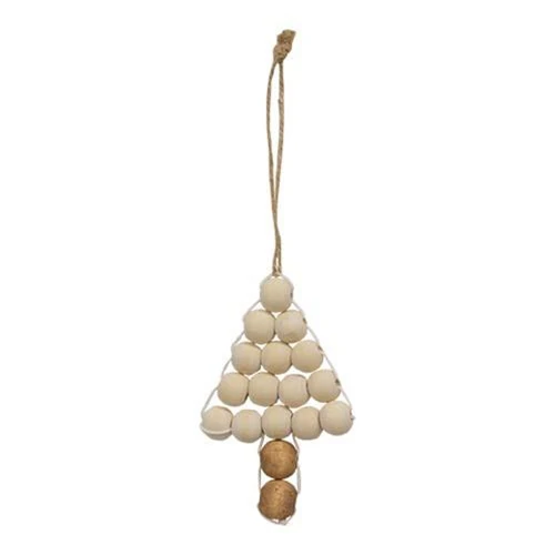 💙 Wooden Beaded Christmas Tree Ornaments Set of 2 - Image 2