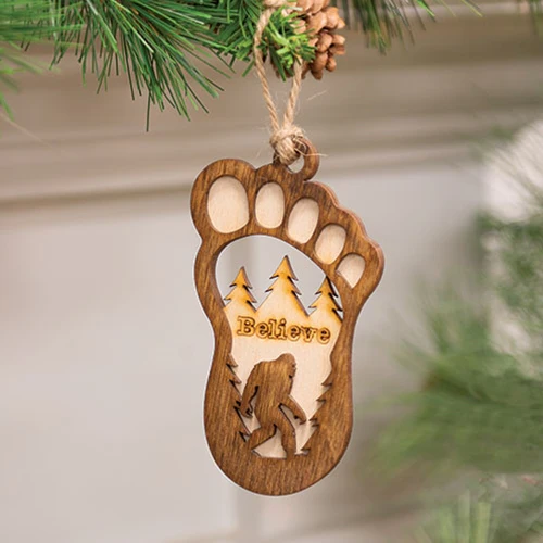 💙 Wooden Believe Bigfoot Ornament