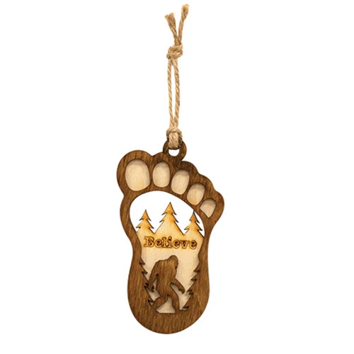 💙 Wooden Believe Bigfoot Ornament - Image 2
