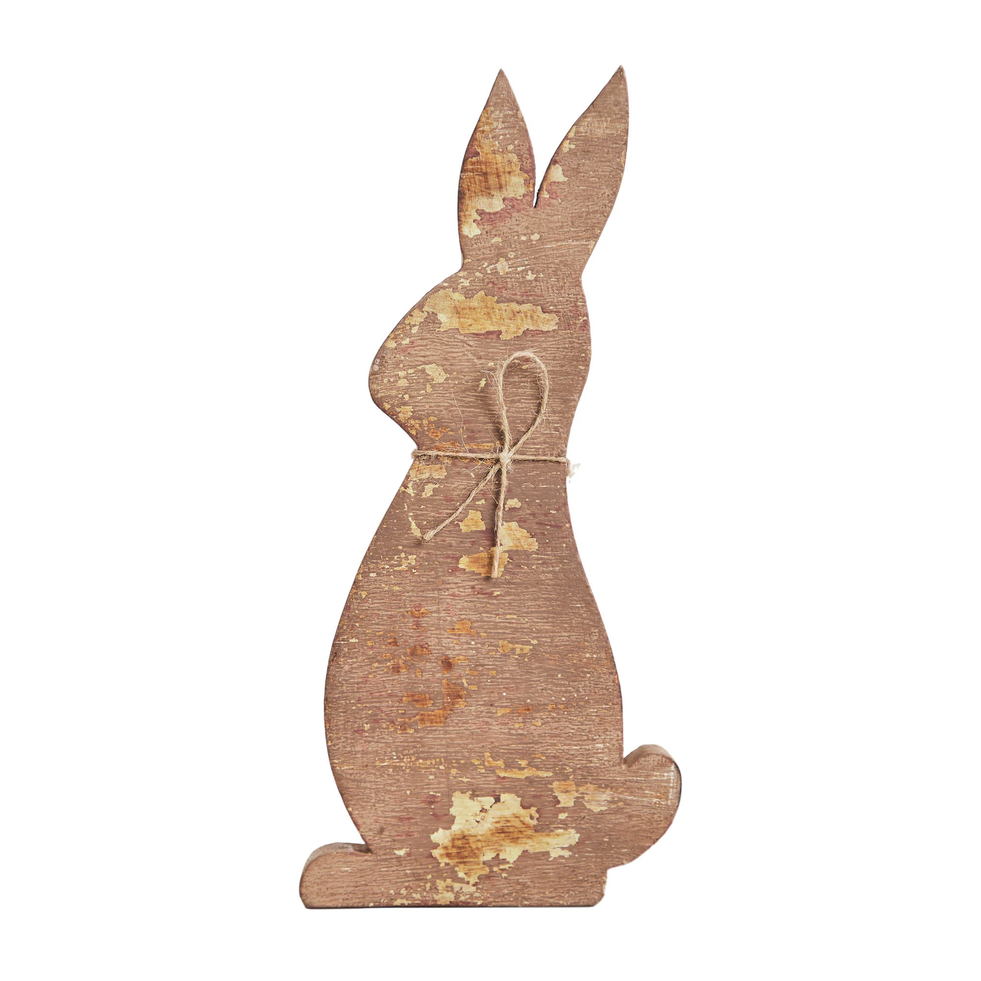 Wooden Bunny with Burlap Star Figure 12" H - Image 2
