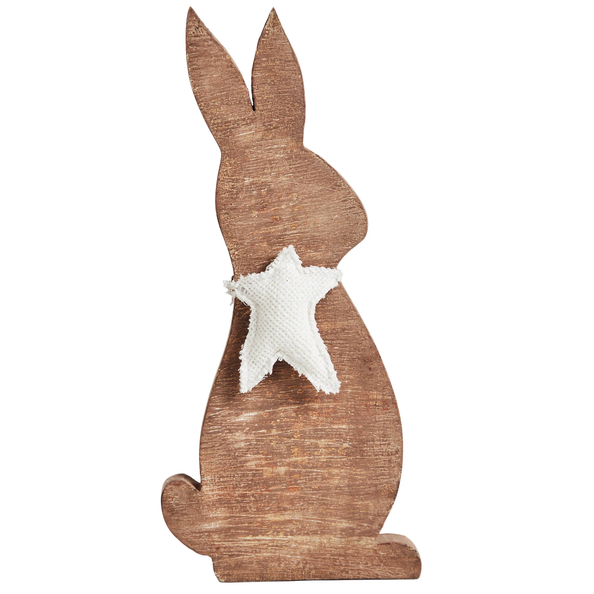 Wooden Bunny with Burlap Star Figure 12" H - Image 4