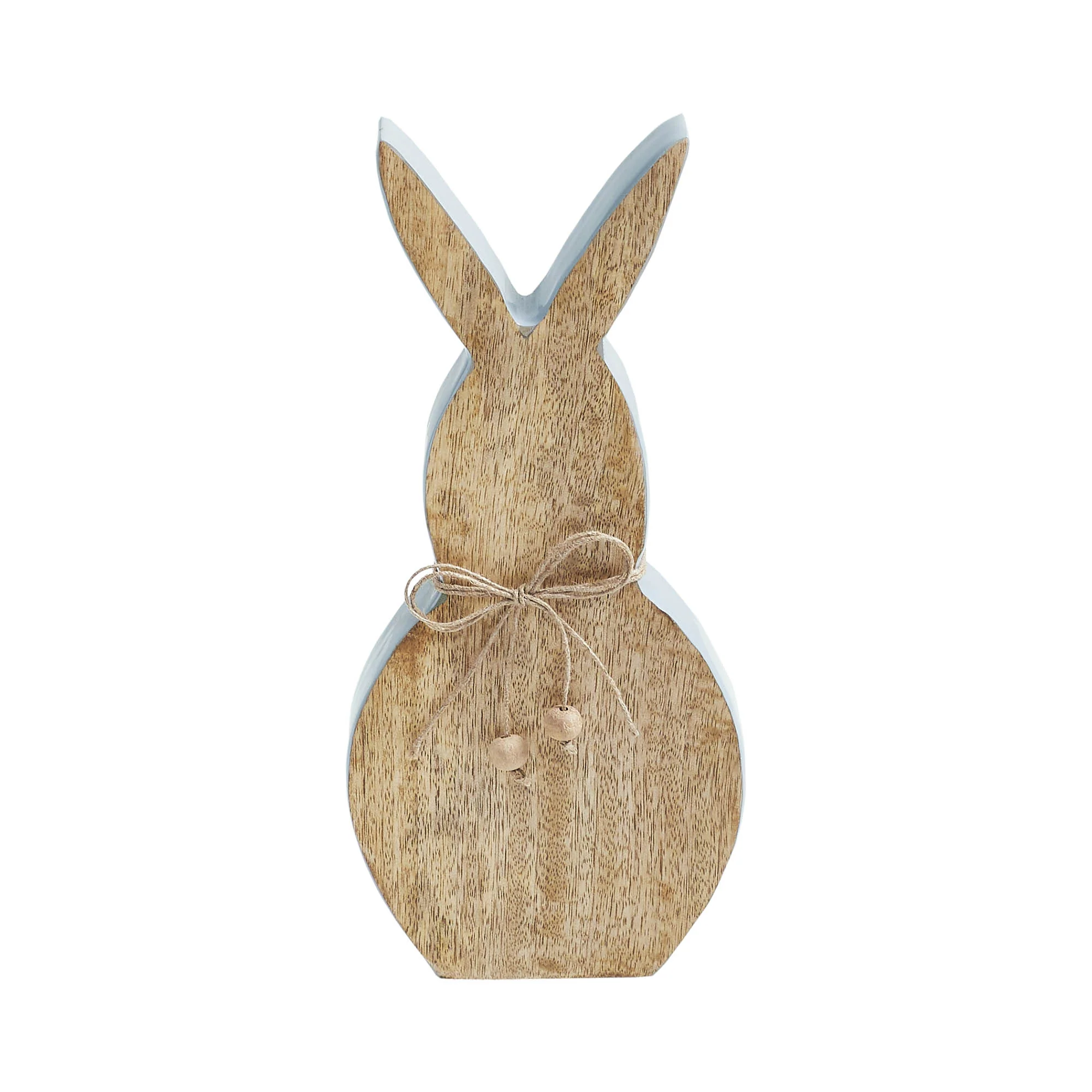 Wooden Bunny with Enamel Edge and Natural Beads 10.75" H - Image 2