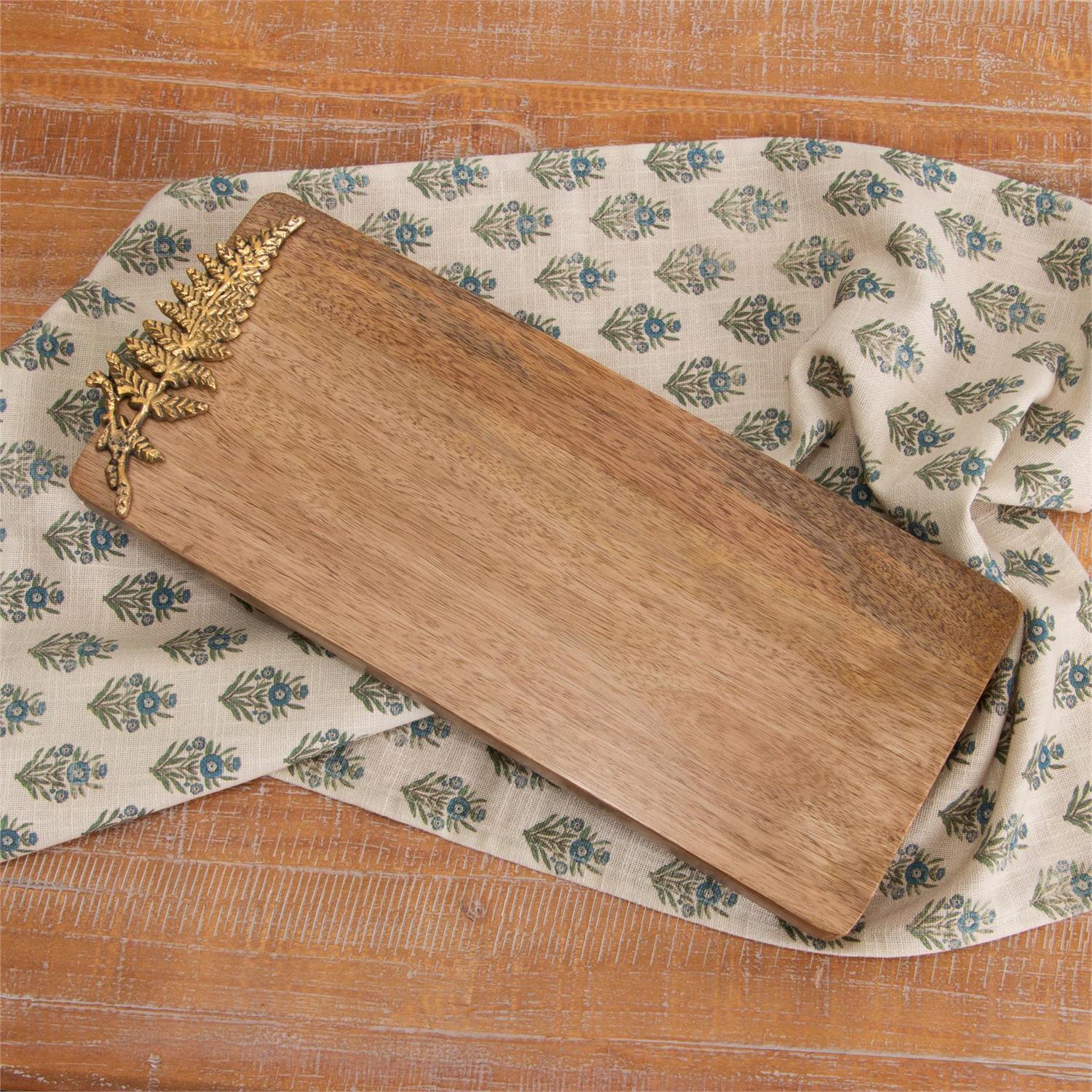 Wooden Charcuterie Board With Brass Fern Accent - Image 5