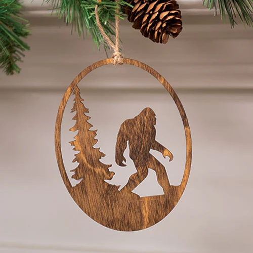 Wooden Forest Bigfoot Silhouette Ornament - Image 2