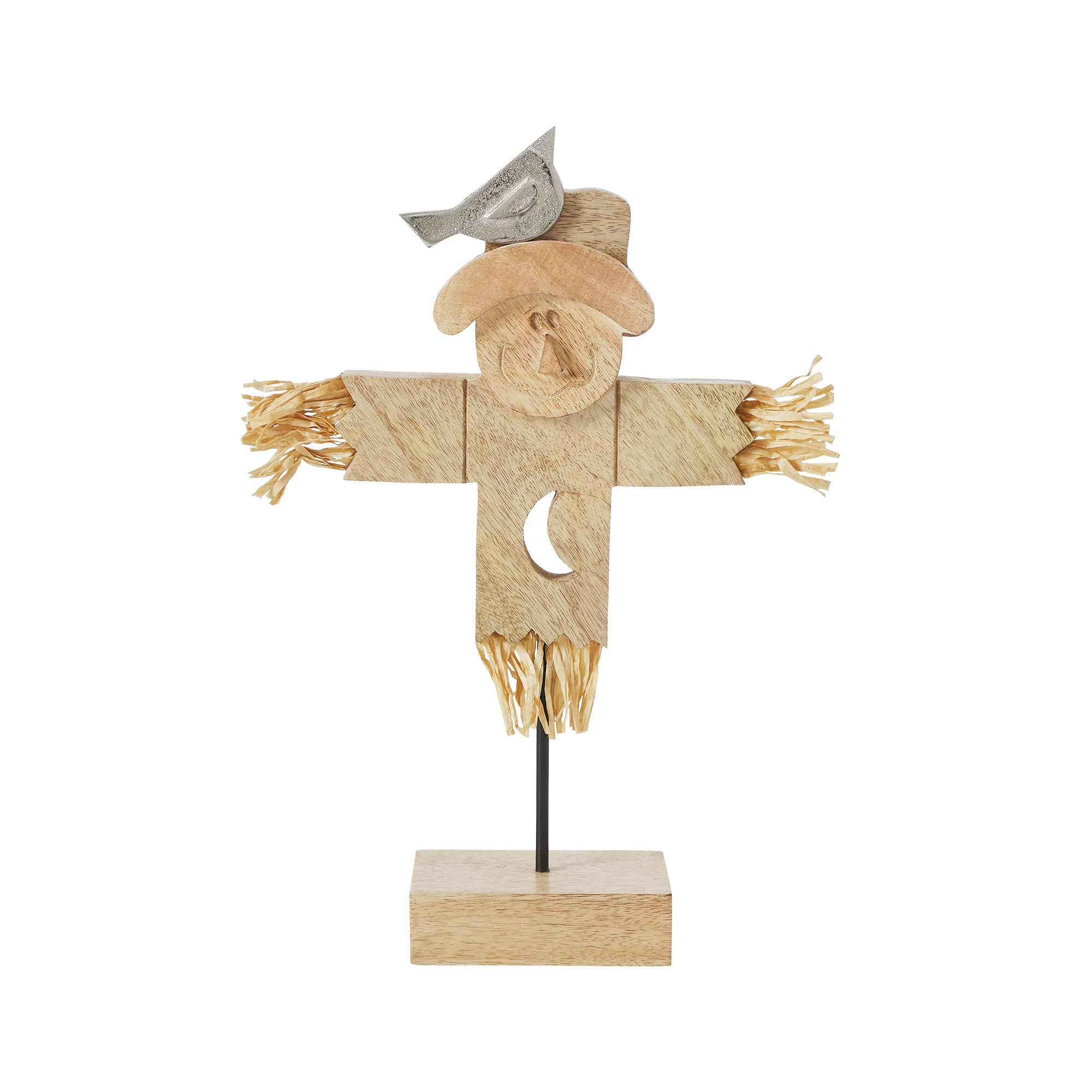 Wooden Harvest Scarecrow Figurine on Stand - Image 2
