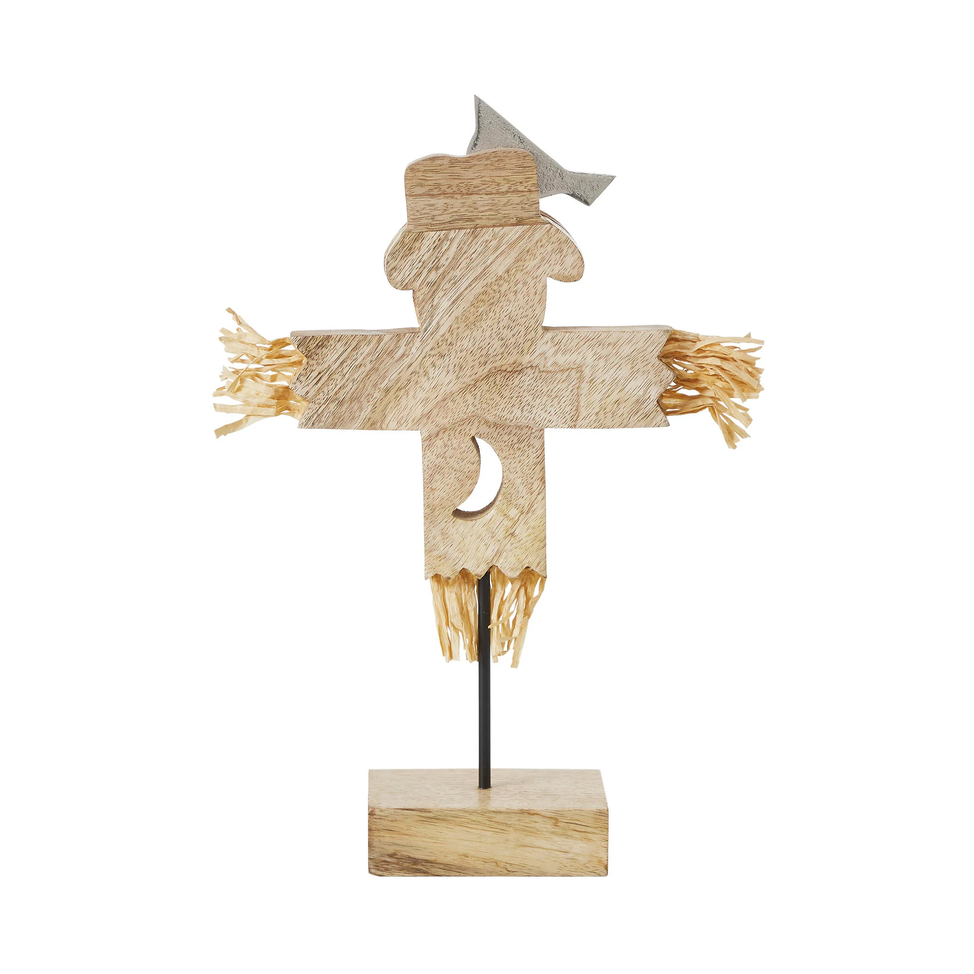 Wooden Harvest Scarecrow Figurine on Stand - Image 4