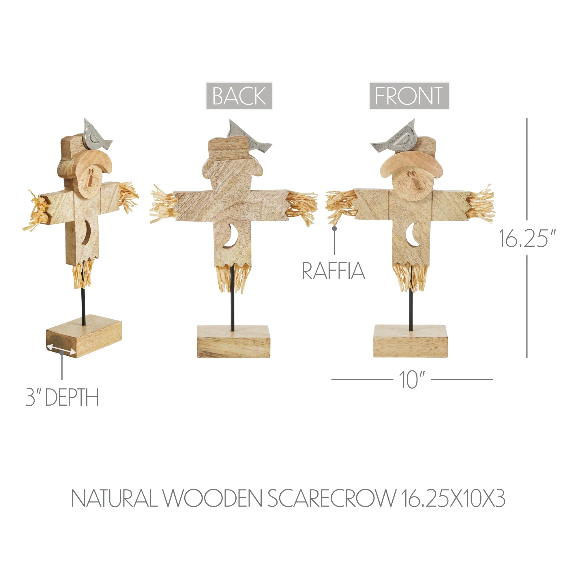 Wooden Harvest Scarecrow Figurine on Stand - Image 5