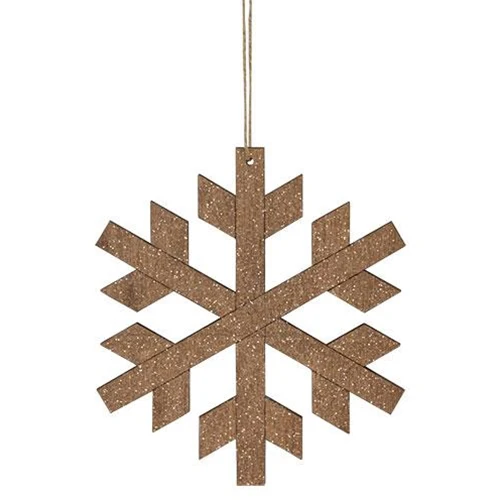 Wooden Iridescent Glitter Snowflake Ornament 8" - Image 2