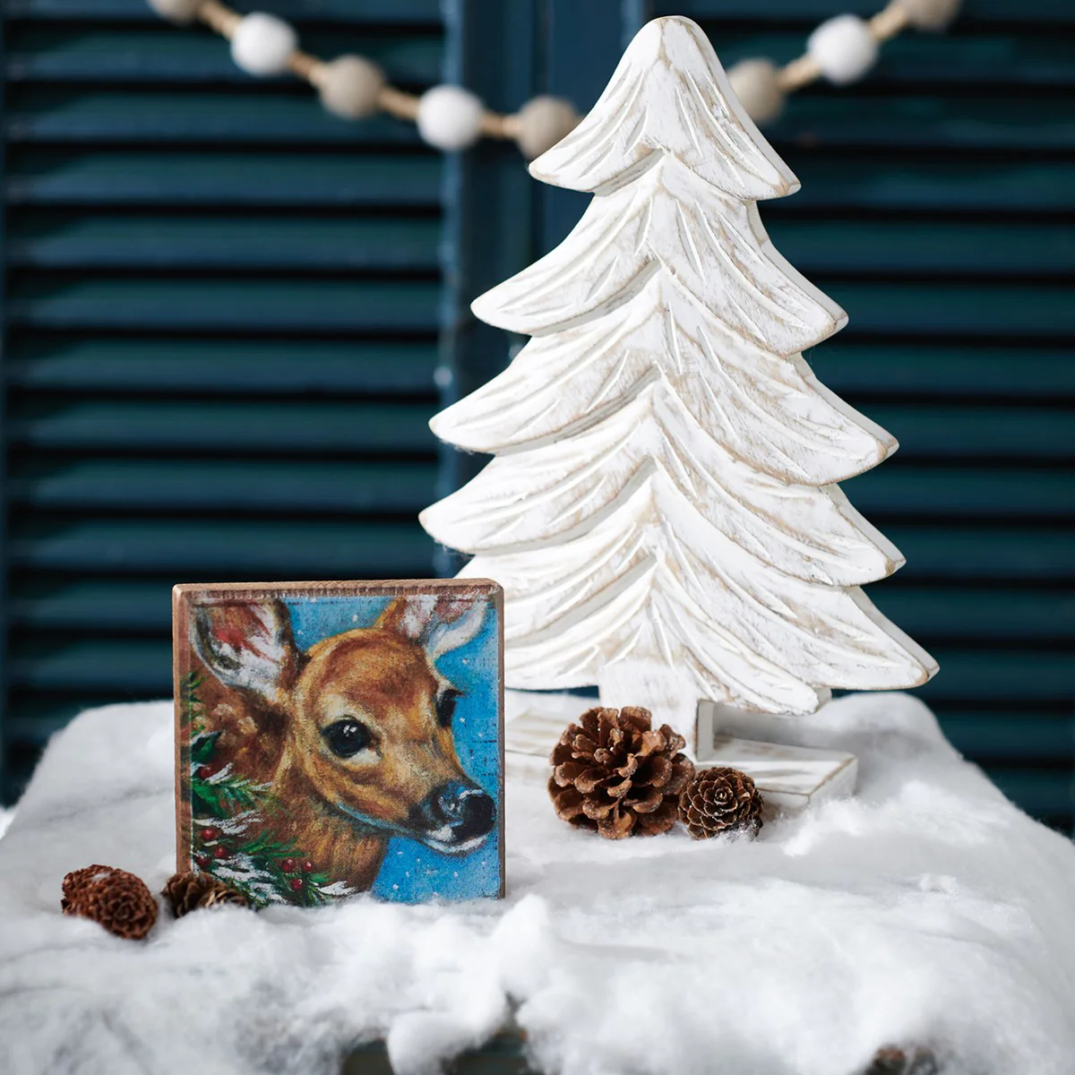 💙 Woodland Deer 4" Wooden Block Sign - Image 2