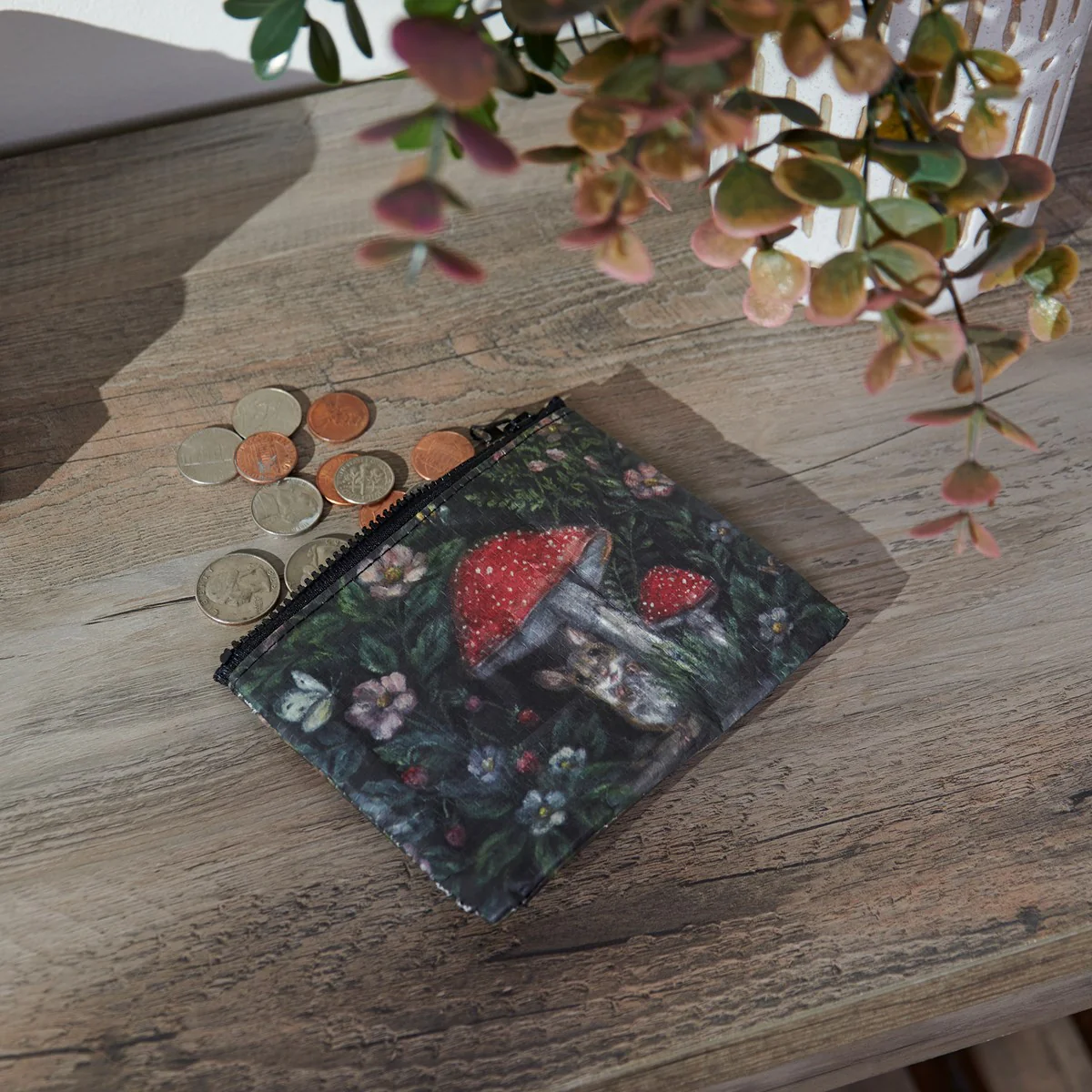 Woodland Mouse Zipper Wallet Recycled Material - Image 2